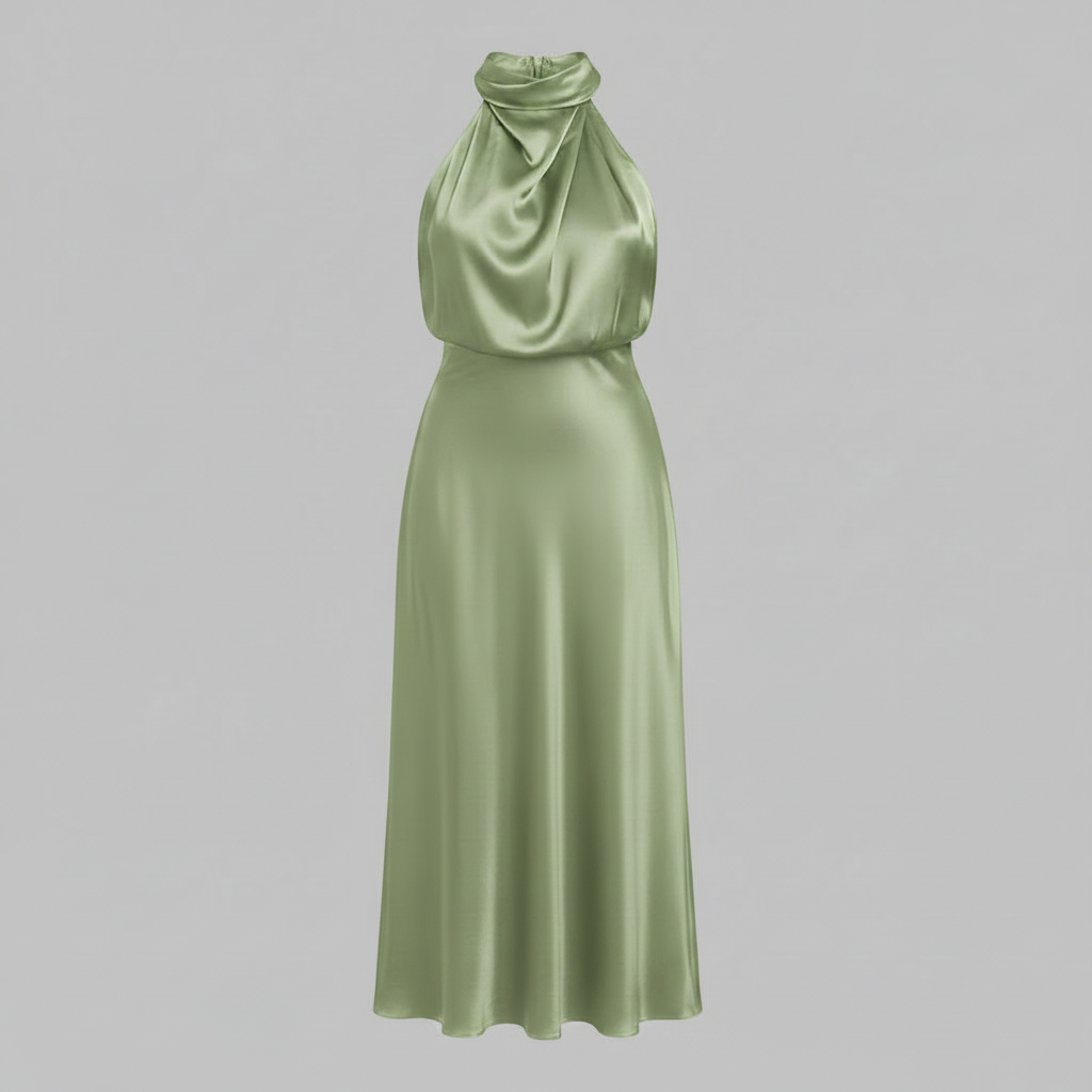 Halter Evening Dress | Midi Evening Gowns for Women