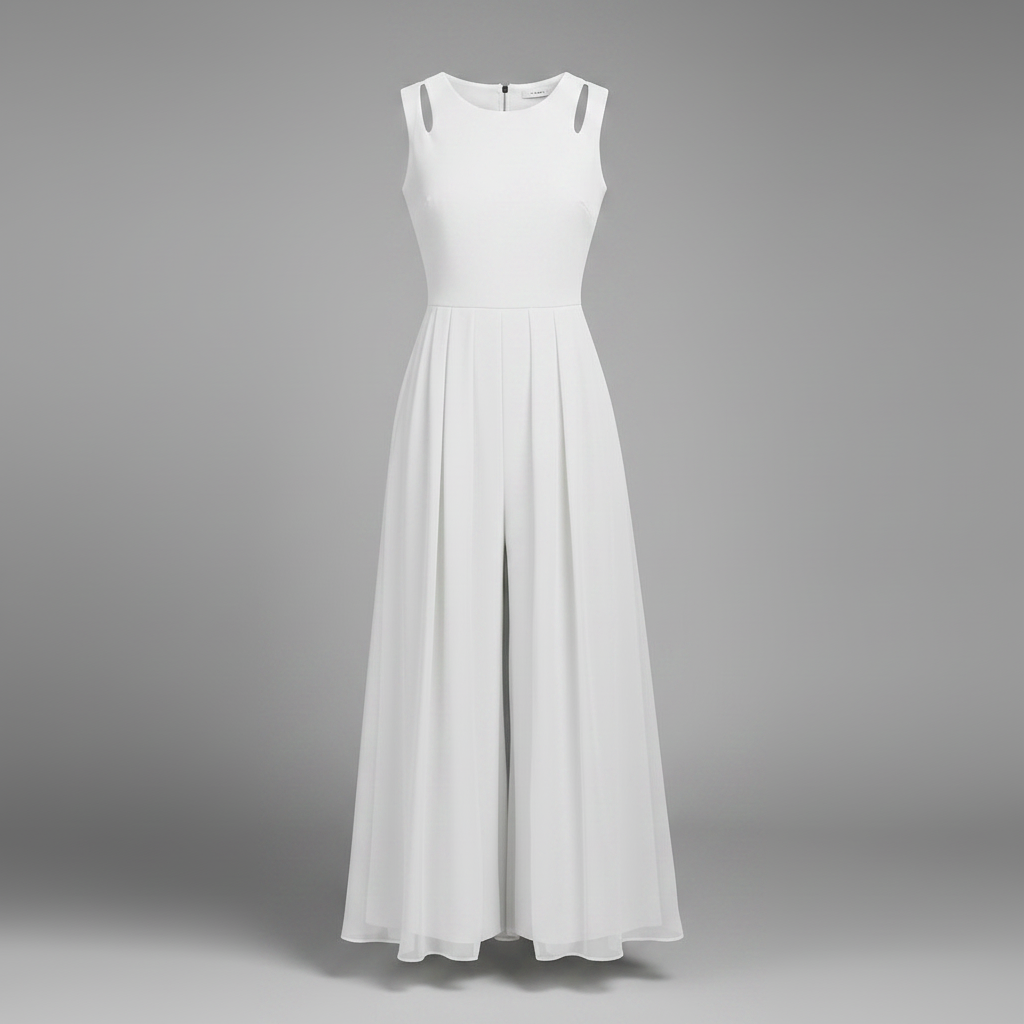 White Sleeveless Wide Leg Jumpsuit | Women's Summer Fashion