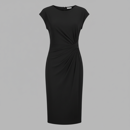 Elegant Midi Dress | Women's Formal Dress Short Sleeve