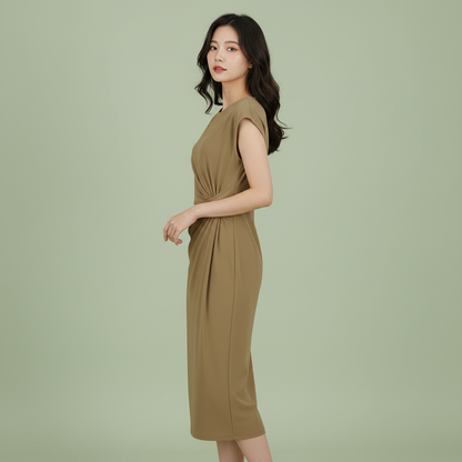 Elegant Midi Dress | Women's Formal Dress Short Sleeve