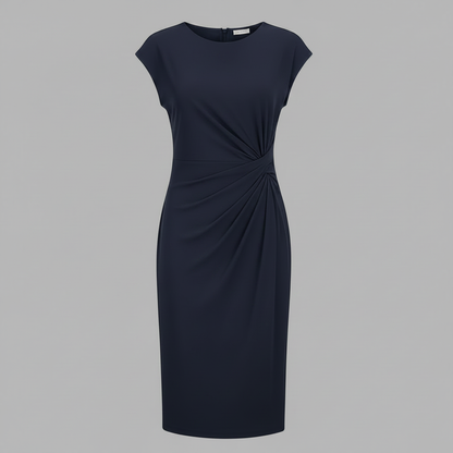 Elegant Midi Dress | Women's Formal Dress Short Sleeve