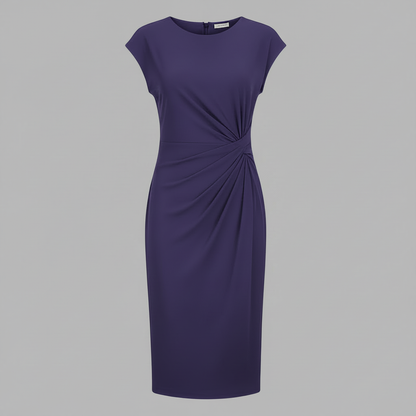 Elegant Midi Dress | Women's Formal Dress Short Sleeve