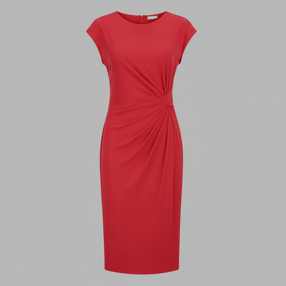 Elegant Midi Dress | Women's Formal Dress Short Sleeve