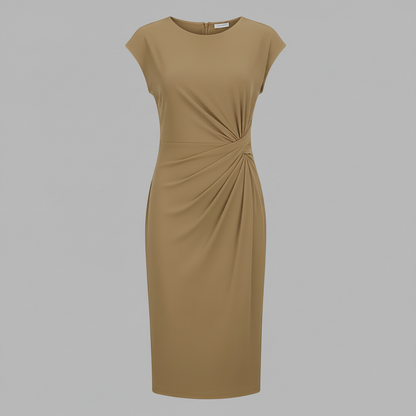 Elegant Midi Dress | Women's Formal Dress Short Sleeve
