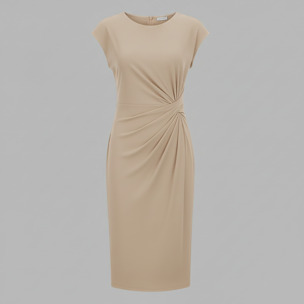 Elegant Midi Dress | Women's Formal Dress Short Sleeve