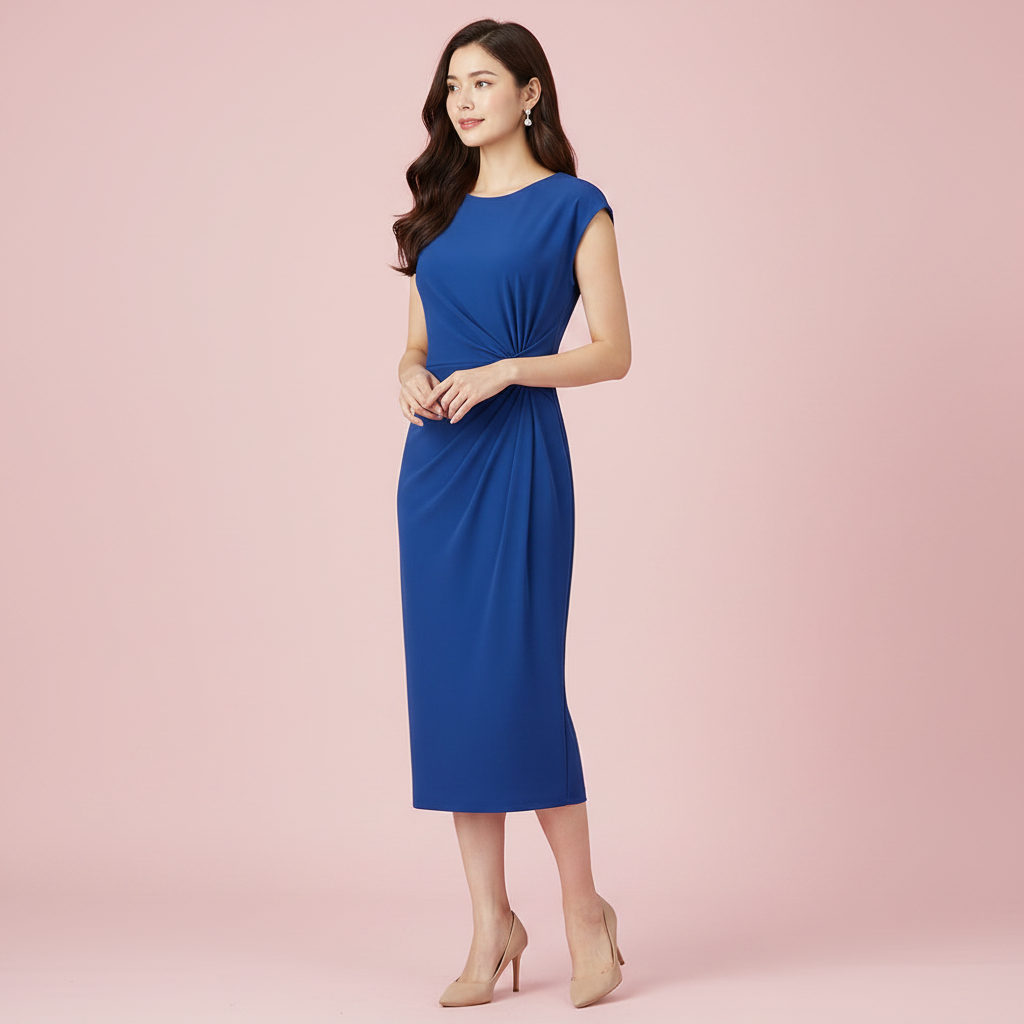 Elegant Midi Dress | Women's Formal Dress Short Sleeve