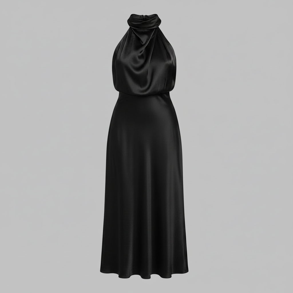 Halter Evening Dress | Midi Evening Gowns for Women