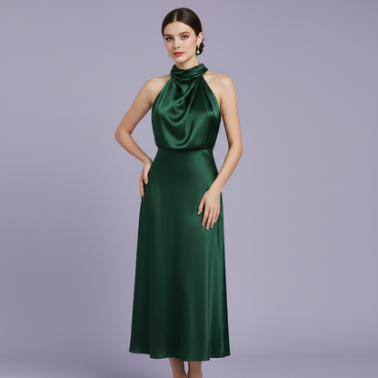 Halter Evening Dress | Midi Evening Gowns for Women