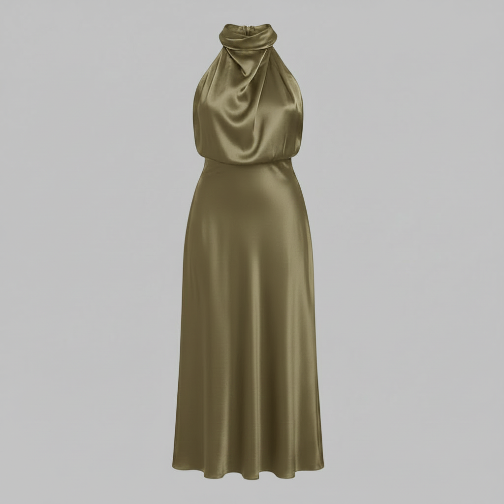 Halter Evening Dress | Midi Evening Gowns for Women