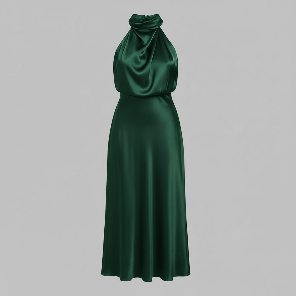 Halter Evening Dress | Midi Evening Gowns for Women