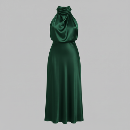 Halter Evening Dress | Midi Evening Gowns for Women
