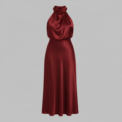 Halter Evening Dress | Midi Evening Gowns for Women