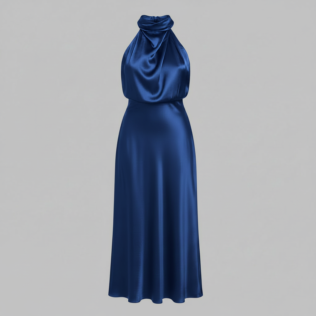 Halter Evening Dress | Midi Evening Gowns for Women