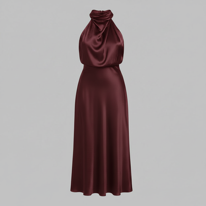Halter Evening Dress | Midi Evening Gowns for Women