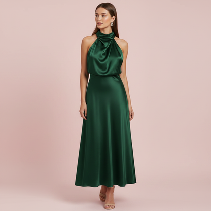 Halter Evening Dress | Midi Evening Gowns for Women