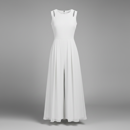 White Sleeveless Wide Leg Jumpsuit | Women's Summer Fashion