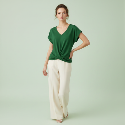 Women's V-Neck Casual Top | Short Sleeve Summer Fashion