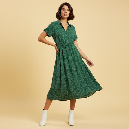 Women's Midi Shirt Dress | Short Sleeve Summer Dresses
