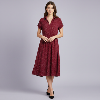 Women's Midi Shirt Dress | Short Sleeve Summer Dresses