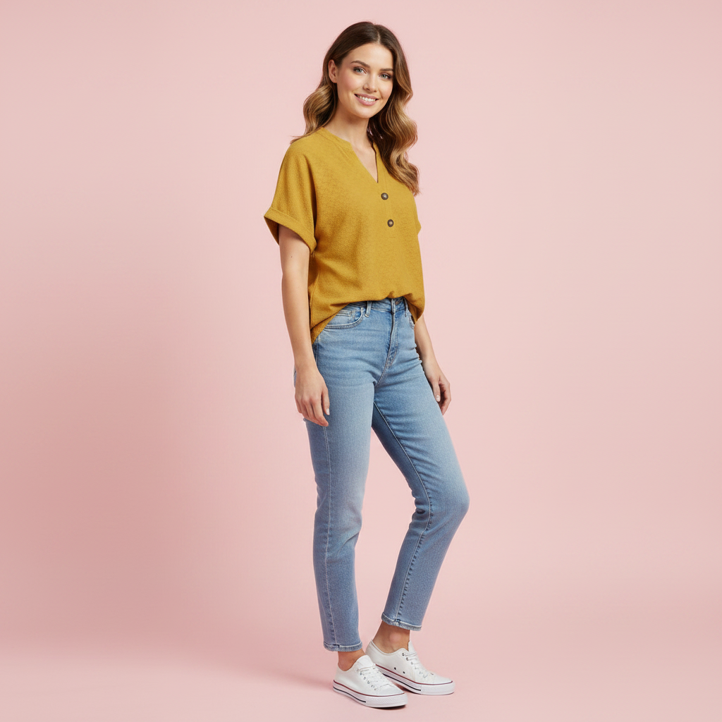 V-Neck Short Sleeve Top | Women's Casual Summer Wear